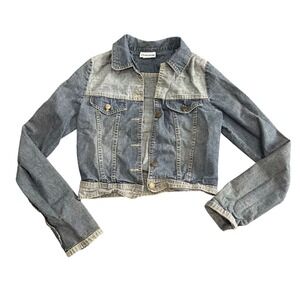 CHARADE Womens Denim Jacket Blue Two Tone Trucker Style Size L G Style 13005